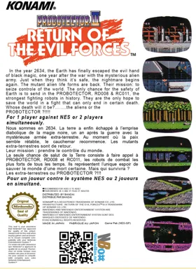 Probotector II - Return of the Evil Forces (Europe) box cover back